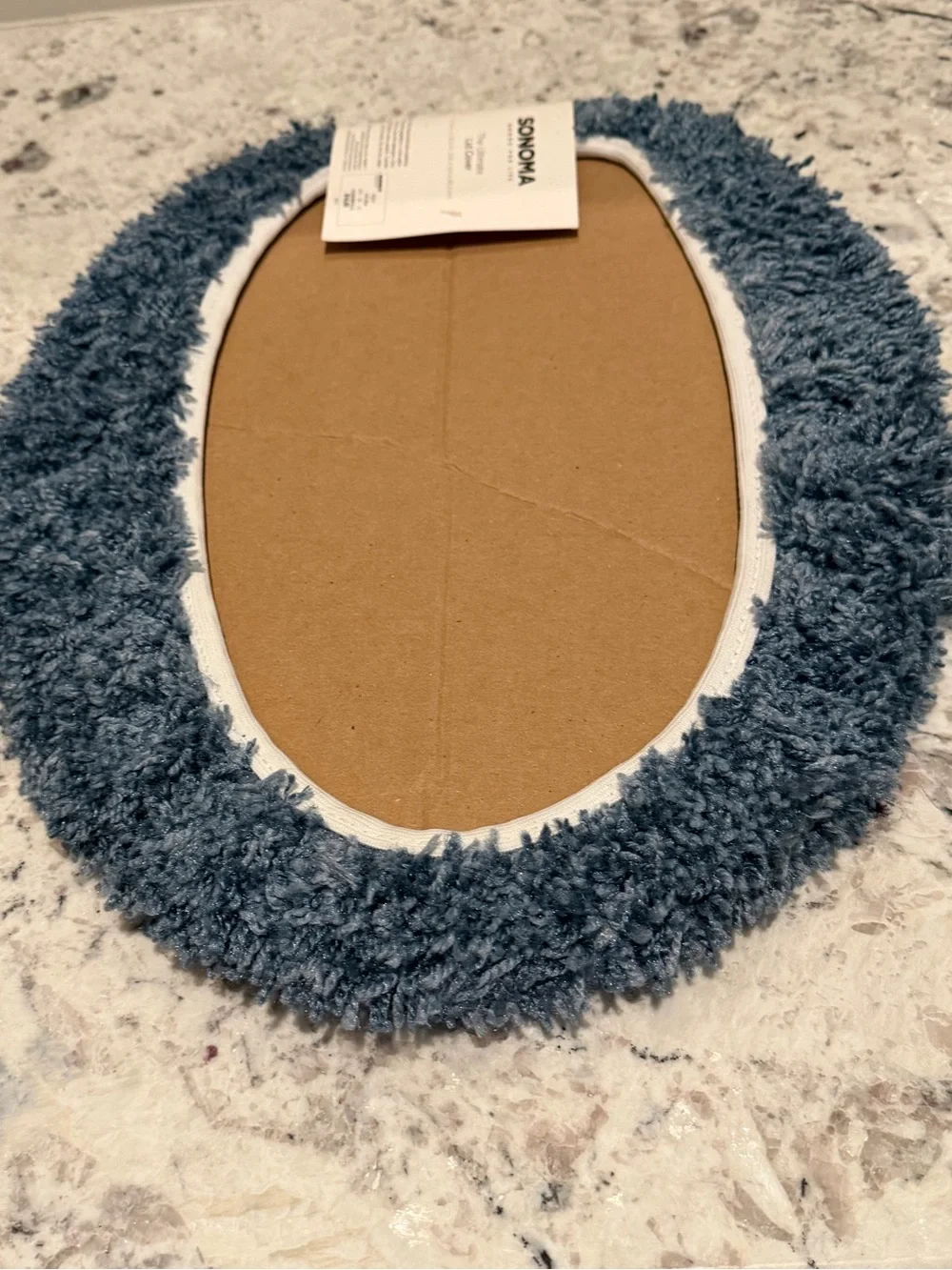 NWT Sonoma Goods For Life The Ultimate Toilet Lid Cover Plush Shag in Slate Blue